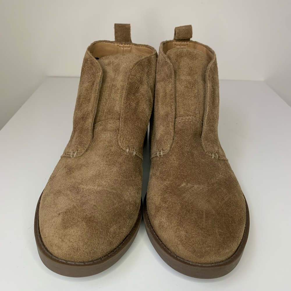 Franco Sarto women’s brown suede slip on boots